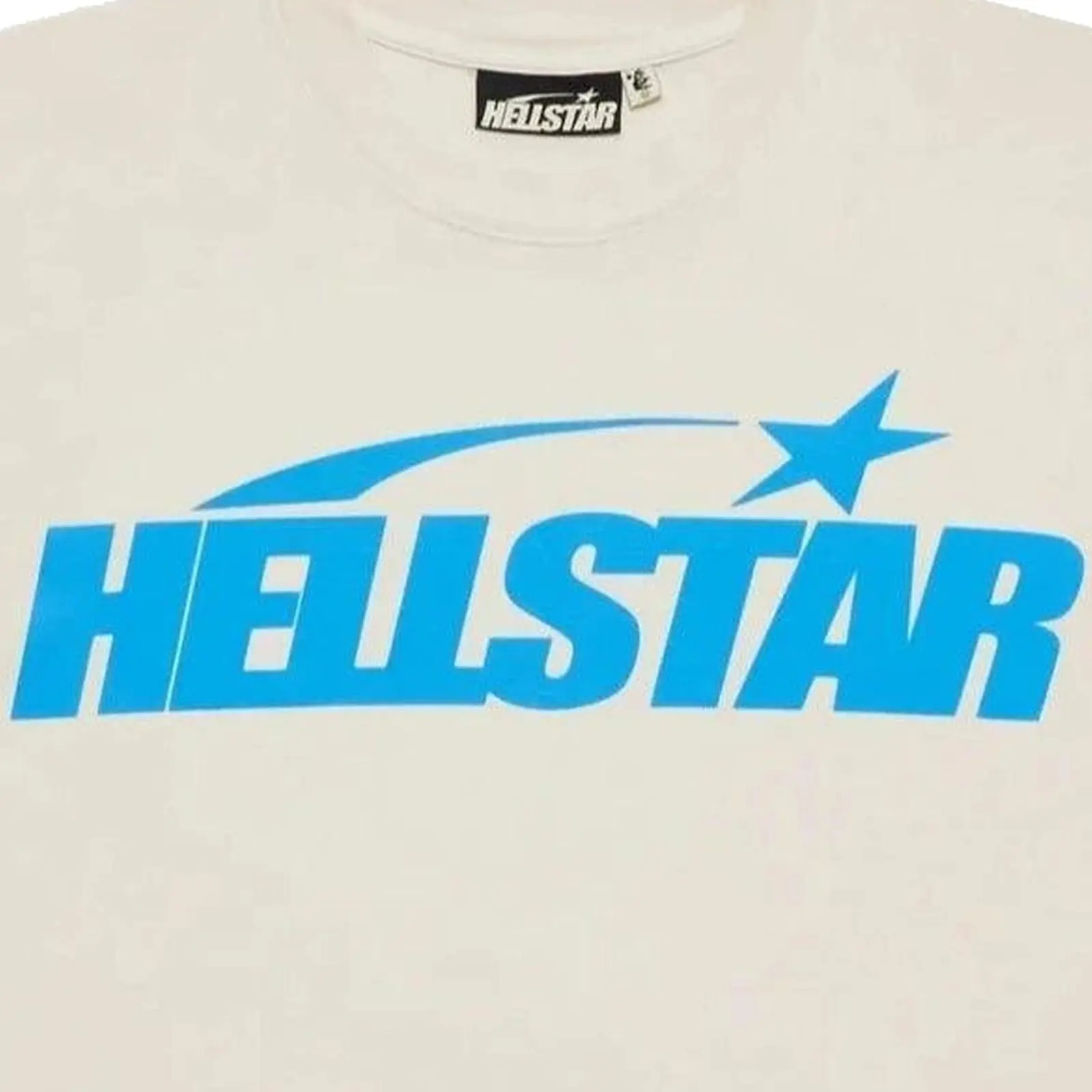 Hellstar Studios Classic T-Shirt Beige & Light Blue, Authentic, Short Sleeve, Crew Neck, Cotton, Streetwear Tee, Casual Everyday Top
