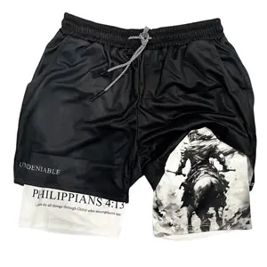 PHILIPPIANS 4:13 WARRIOR Performance Shorts Summer Double Layer  Fitness Training Pant Sports