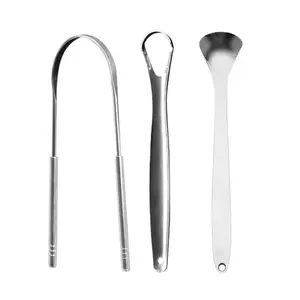 Stainless Steel Tongue Scraper Set, Tongue Cleaning Tool, Oral Care Tool for Men & Women, Daily Oral Care Products