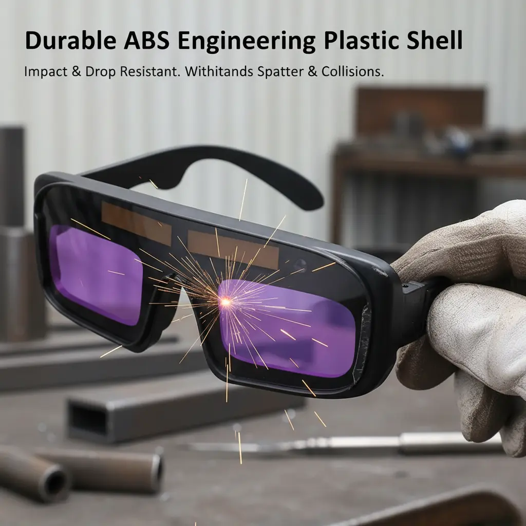 1 pair of auto-darkening welding glasses, True Color View welder’s glasses, high optical clarity welding safety goggles, solar-powered eye protection welding glasses, suitable for electric welding, cutting, and grinding tasks—safety protective eyewear