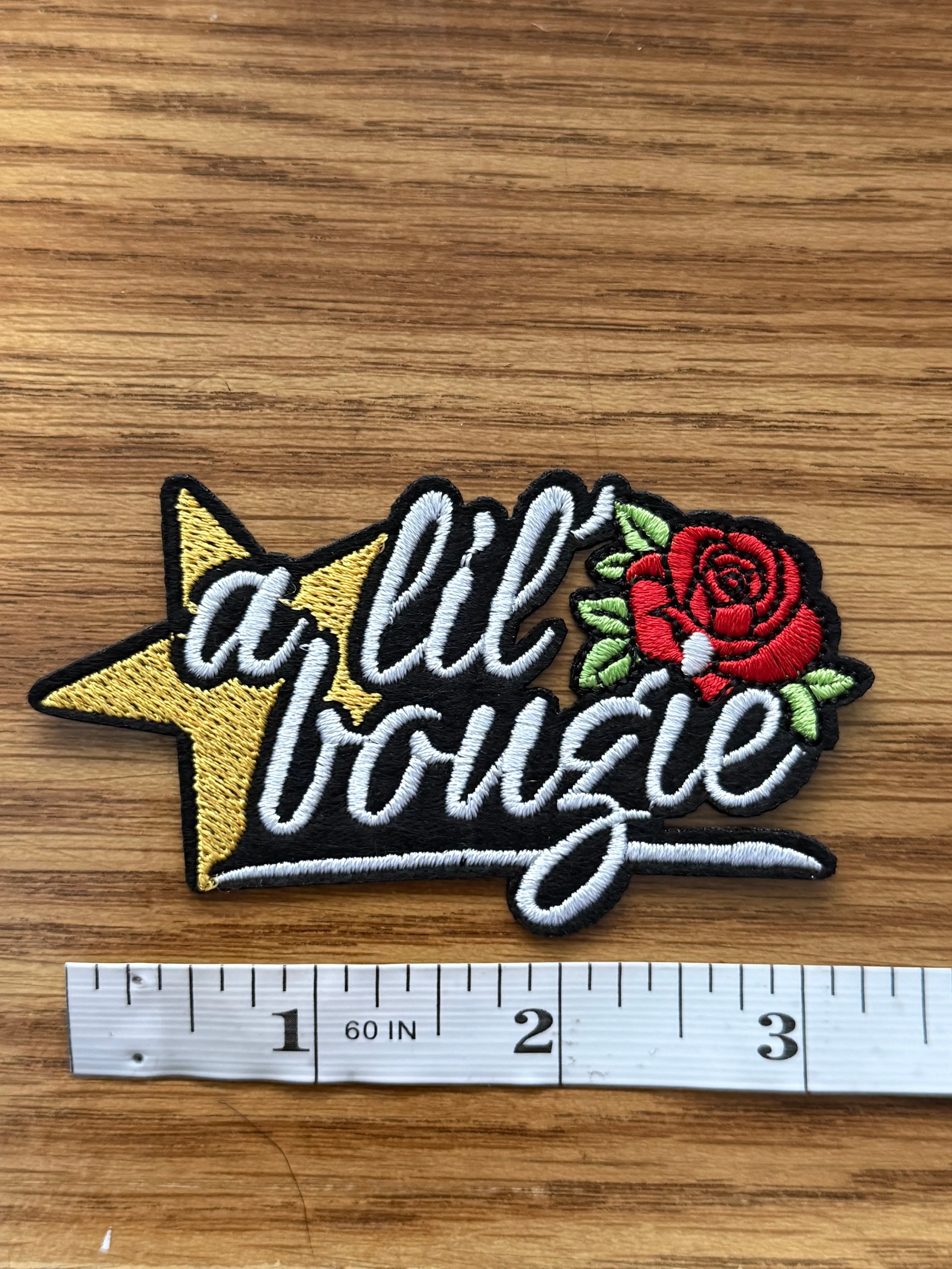 A Lil Bougie Embroidered Patch – Star & Rose Design