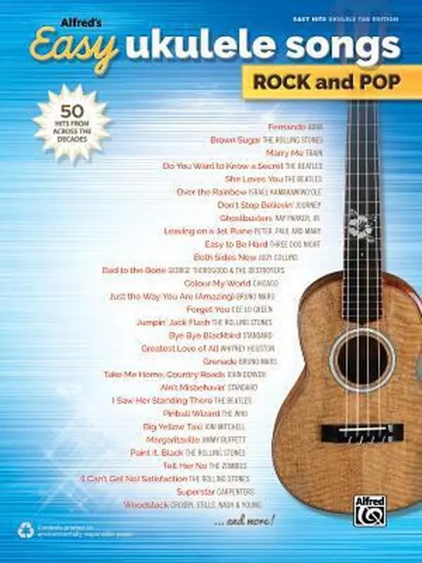 Used Alfred's Easy Ukulele Songs - Rock & Pop: 50 Hits Across Decades (Soft Cover) - English Book for Beginning Musicians, Experienced Players with Fun-to-Play Songs