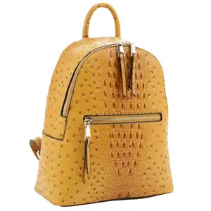 Ostrich Backpack | Mustard Ostrich Textured Backpack - Dandy