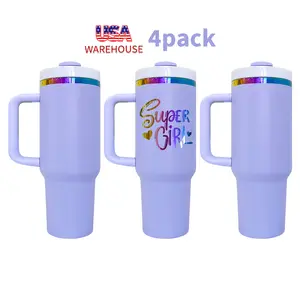 4/8/12 Pack USA Warehouse H2.0 40oz Powder Coat Purple Rainbow Plated Tumblers for Laser Engraving