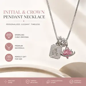Personalized Initial & Pink Heart Necklace for Her - Silver Plated CZ Letter Tag, Saturn Charm Pendant, Perfect Birthday/Valentine Gift for Teen Girls