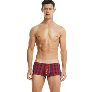 #SummerVibes#SummerVibes2026 New Men's Pure Cotton Woven Checked Boxers - Low Waist, U-Convex, Grid Arrow Design, Sexy, Cotton Hipster Underwear, Mensfashion, Fashion, Sleeping Shorts for Home Use