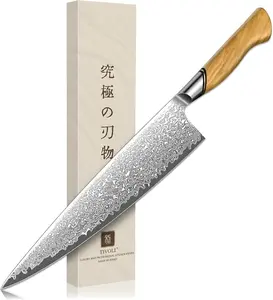 TIVOLI  Chef Knife with Wood Handle, Ideal for Meat, Vegetables and Daily Cooking