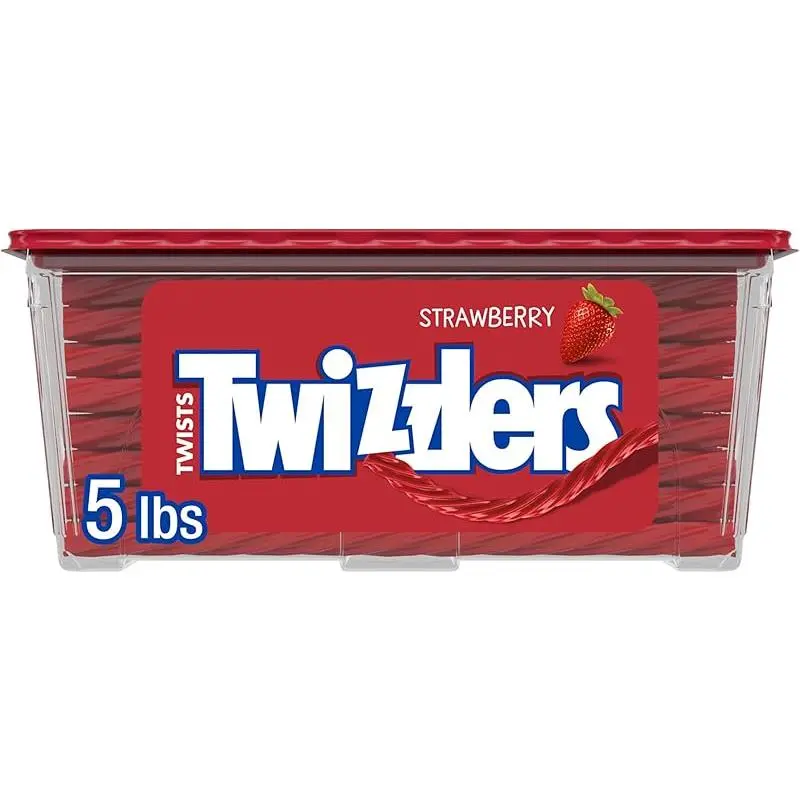 TWIZZLERS Twists Strawberry Flavored Licorice Style, Chewy Candy Tub, 5 lb