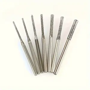 7pcs Diamond Coated Drill Bits: 0.8/1/1.2/1.5/1.8/2/2.5Mm Each with 2.35 Rod, Suitable for Jade, Glass, Stone, Plastic