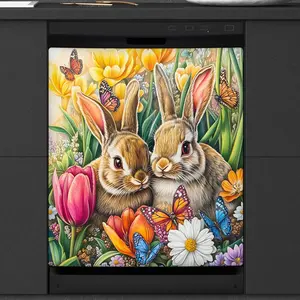 Easter Dishwasher Magnet Cover, Dishwasher Decorate Covers,Fridge Door Cover,Refrigerator Decal for Appliance Decorative 23 X 26 Inch