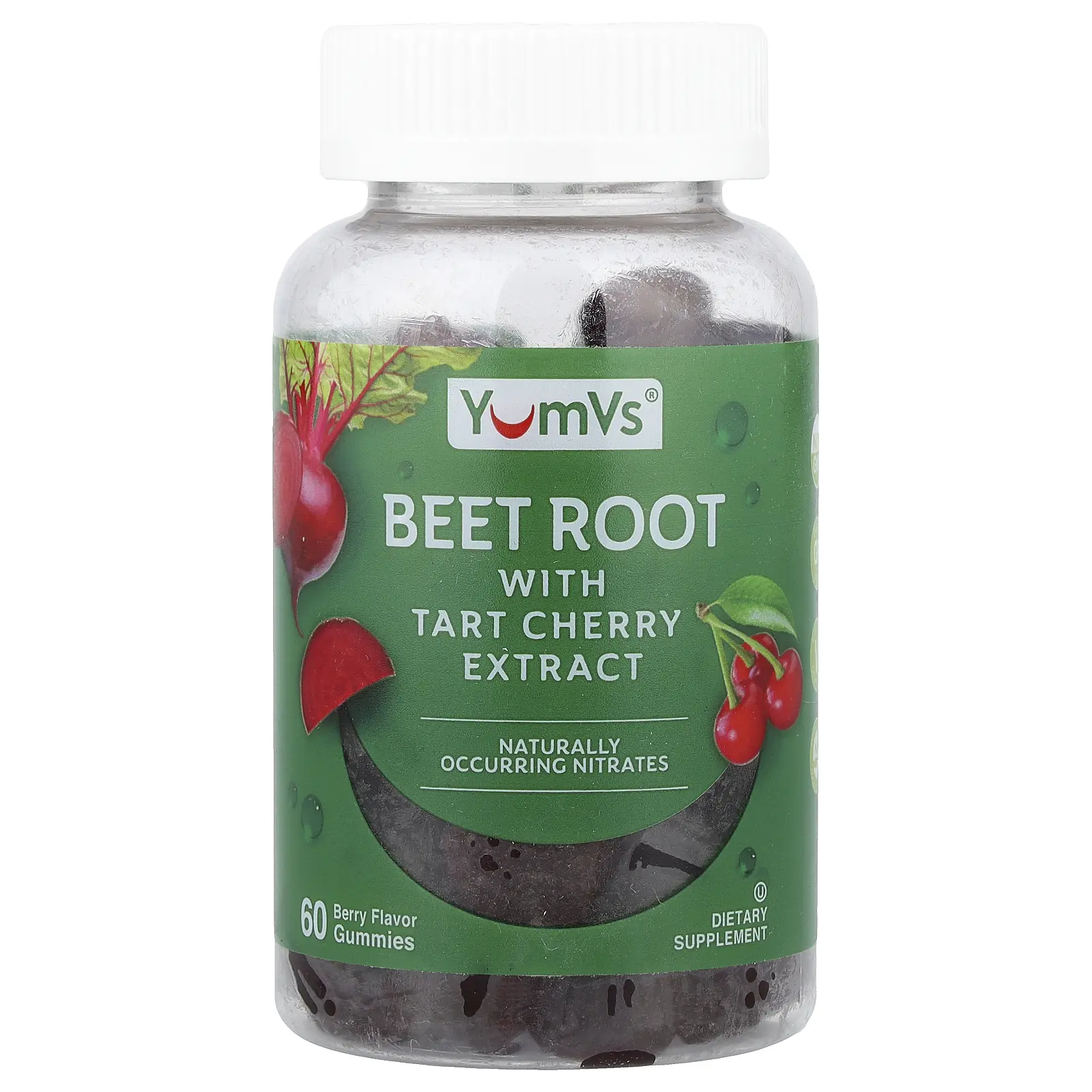 YumVs Beet Root With Tart Cherry Extract Gummies, Berry, 60 Gummies