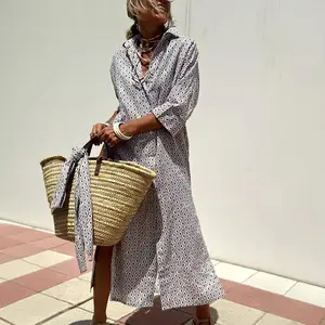 Striped Shirt Dress Women with Belt – Oversized Button Down Beach Cover Up Casual Summer Vacation Outfit