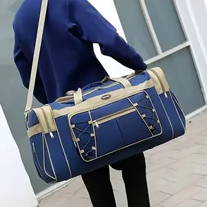 Spacious Lightweight Extra Large Durable Nylon Travel Duffel Bag - Men’s Carry-On, Black Tote with Multiple Compartments & Adjustable Strap, Practical Storage for Everyday Use