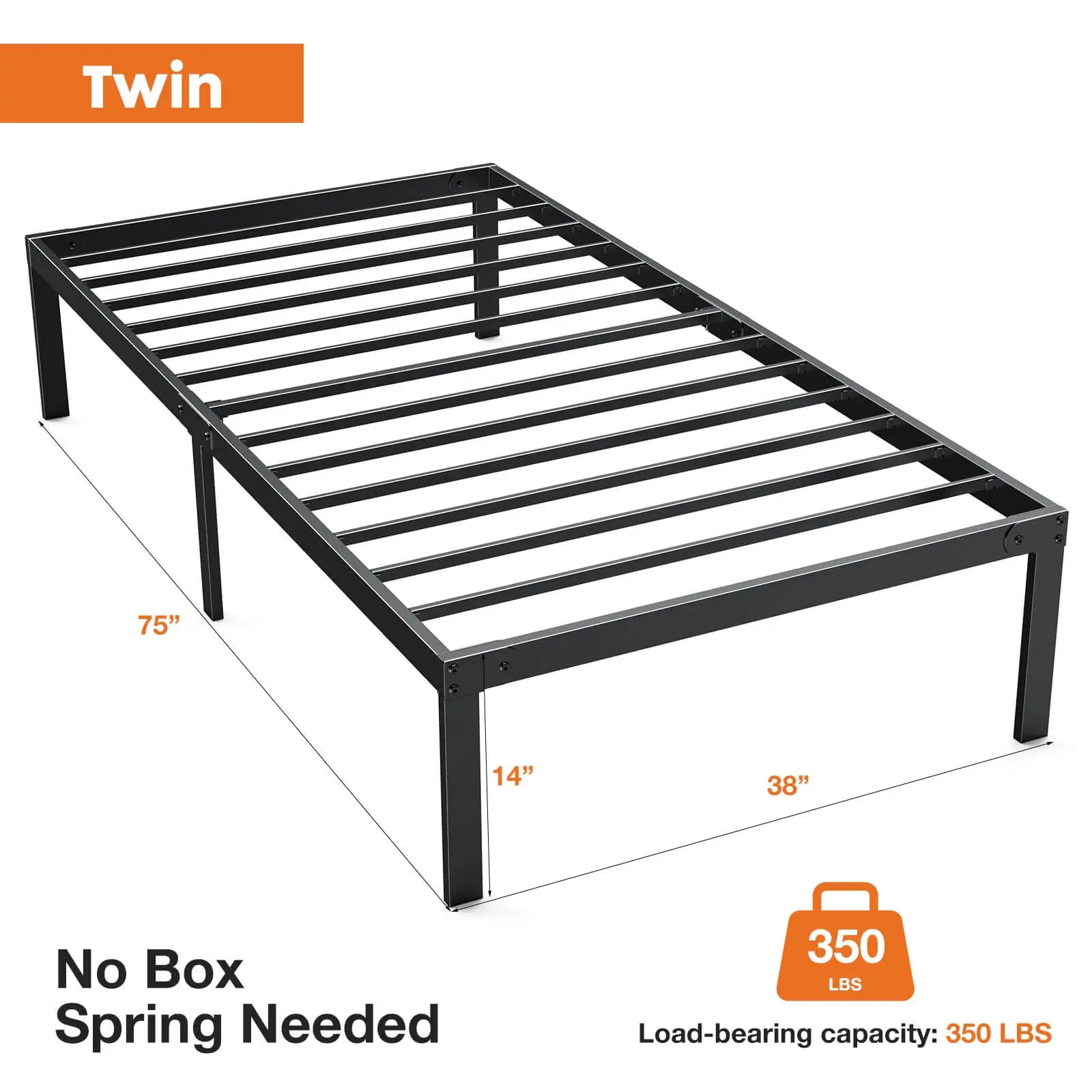 Twin Bed Frame (Without Headboard and Footboard)