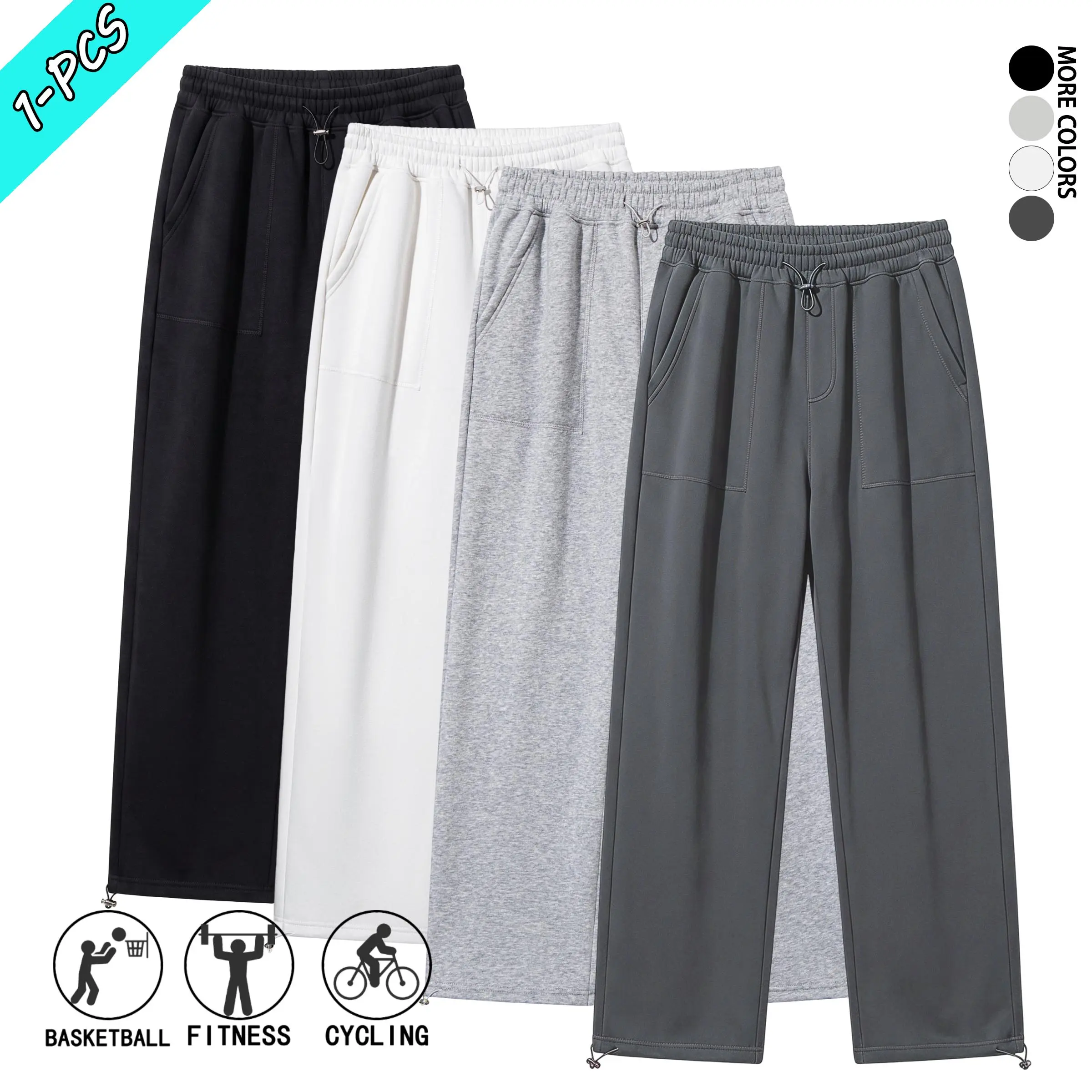 Menswear Men's Solid Color Minimalist Straight-Cut Stylish Spring-Autumn Casual Long Pants, Versatile New Arrival for Outdoor Sports, Everyday Wear