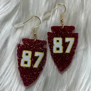 Sparkly Maroon #87 Arrowhead Shaped Dangle Earrings for Women - Ideal for Football Fans girl jewelry