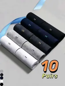 10 Pairs of Men's Business Casual Work Socks, Men's Sports Fashion Mid-Calf Socks, Soft, Comfortable, Breathable, Sweat-Absorbing and Odor-Resistant, Suitable for Daily Casual Wear, Running, Hiking, and Fitness (Packaged)