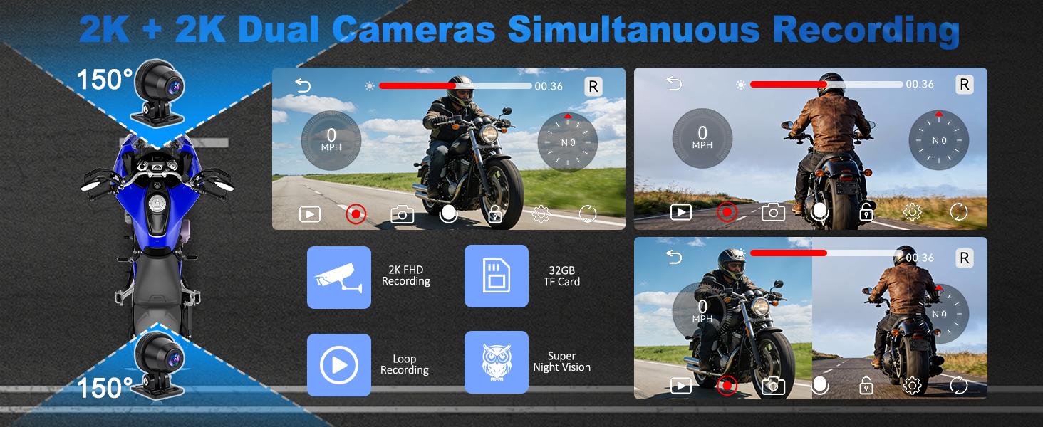 HURRA Motorcycle Carplay Android Auto with 5.5" Waterproof Touchscreen, TPMS, Millimeter Wave Radar, GPS Navigation,Dual 2K Dash Cam,BT,Real-time Alerts,OTA Updates,Quick Release Anti-Theft Mount