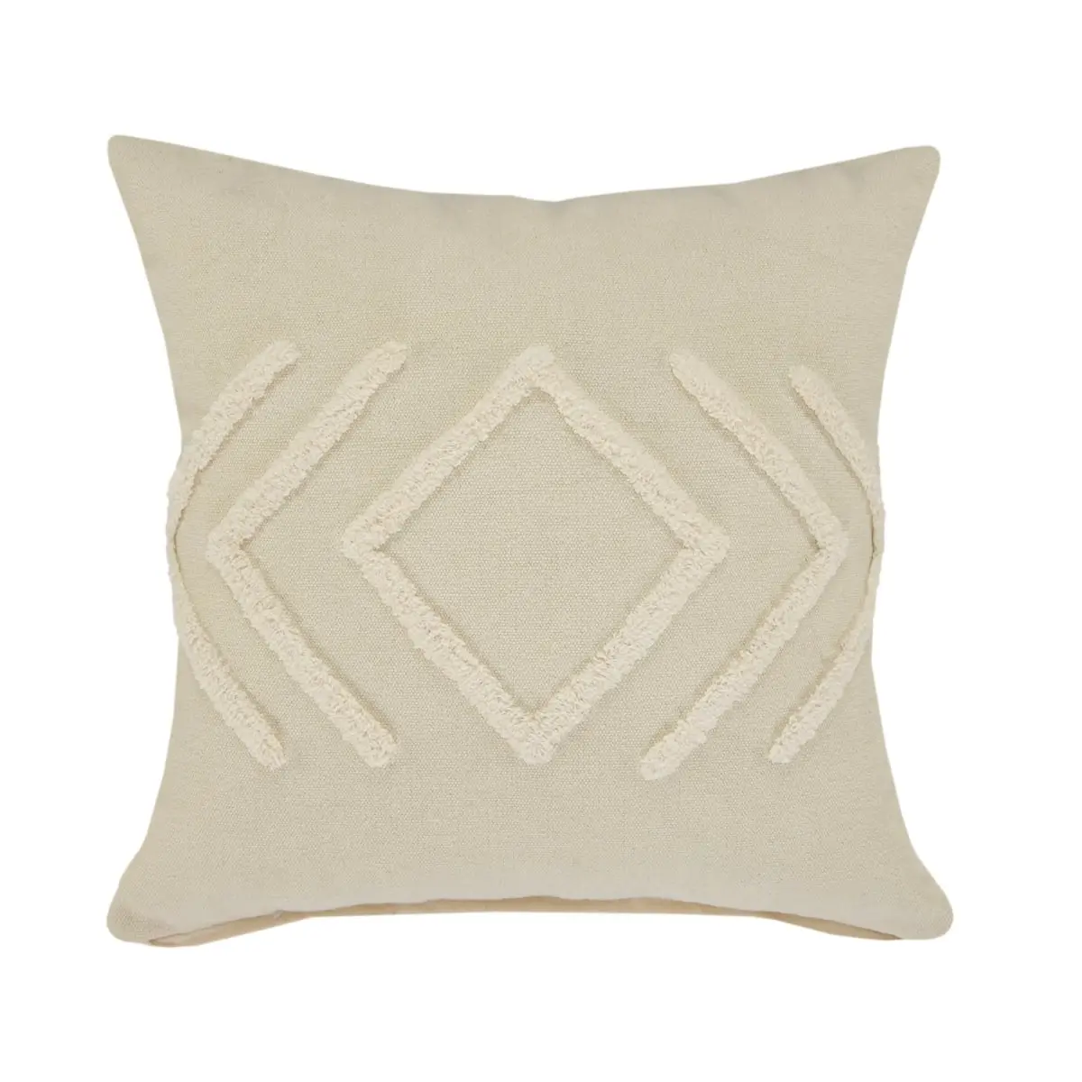 360 Stand 2-Pack Farmhouse Square 4x20x20 in. Cream Geometric Zippered 100% Cotton Soft Removable Throw Pillows, Removable Cushions, Soft Cushions for Outdoor Sofas, Removable Cushion