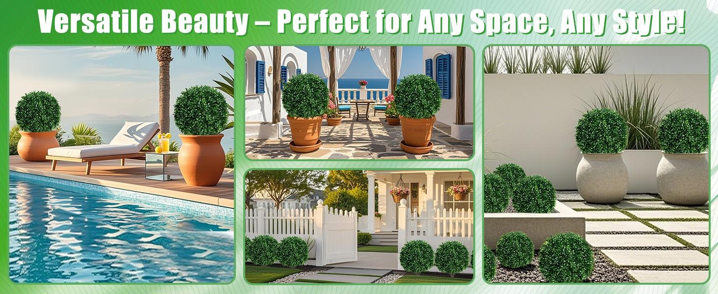 Set of 2 Artificial Boxwood Topiary Ball Trees, 24" Tall UV Protected Fake Bushes, Weather Resistant Artificial Shrubs for Indoor, Front Porch & Garden Outdoor Decor,dorm decor,dorm room decor Set of 2 Artificial Boxwood Topiary Ball Trees, 24" Tall UV Protected Fake Bushes, Weather Resistant Artificial Shrubs for Indoor, Front Porch & Garden Outdoor Decor,dorm decor,dorm room decor