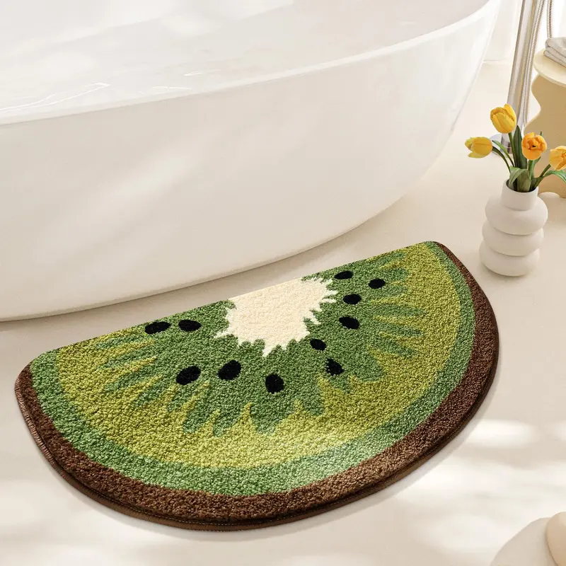 Cute Fruit Slice Pattern Bath Mat, 1 Count Quick Dry Non-slip Bathroom Mat, Washroom Bathroom Carpet, Decorative Rug, Home Decor, Bathroom Drying Doormat, Bathroom Floor Mat, Bath Mats For Bathroom, Bath Rugs Non Slip Washable, Bathmats For Bathroom