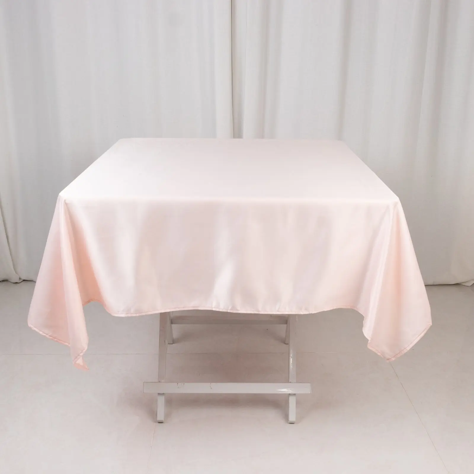 Lamour Satin Square Tablecloth, 54"x54" Blush Pink Silk-Like Cover for Hotels, Events, Birthdays, Dining Table, Home Decor