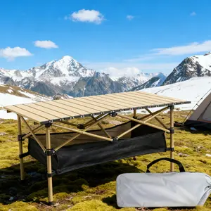 Foldable Adjustable-Height Camping Table - Portable Outdoor Dining Table, Durable Utility Rack with Large Storage Bag, Suitable for Picnics, Camping, Backyard Use, Easy to Store and Carry