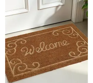 HomeRoots 18" X 30" Coir Vines Welcome Outdoor Door Mat
