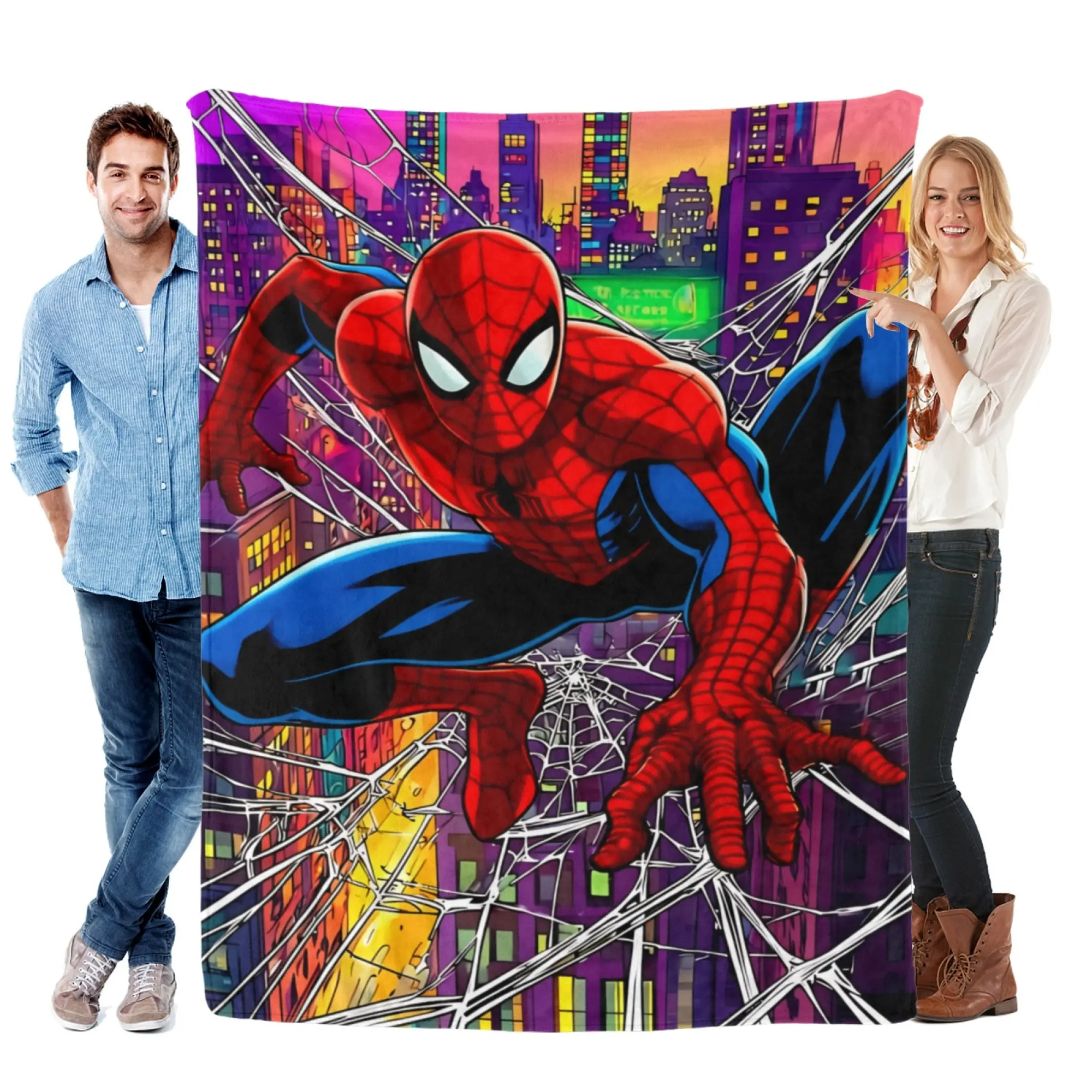 Marvel Spider-Man Super Soft Fleece Blanket - Vibrant Pop Art Gamer Room Decor