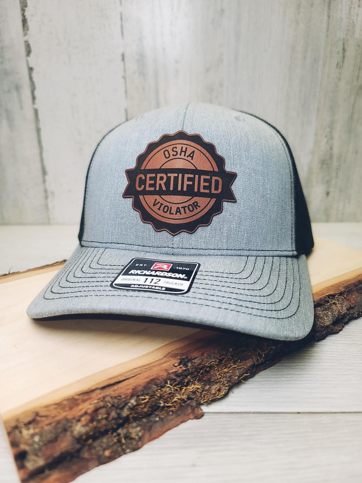 [HOT SALE] OSHA Certified Violator OSHA Violation Leather Patch Hat mens hats dad hats Hat - I Hate Pulling Out Leather Patch Trucker Hat - Richardson 112 Mesh Back Cap - Fishing & Boating Gifts for Men