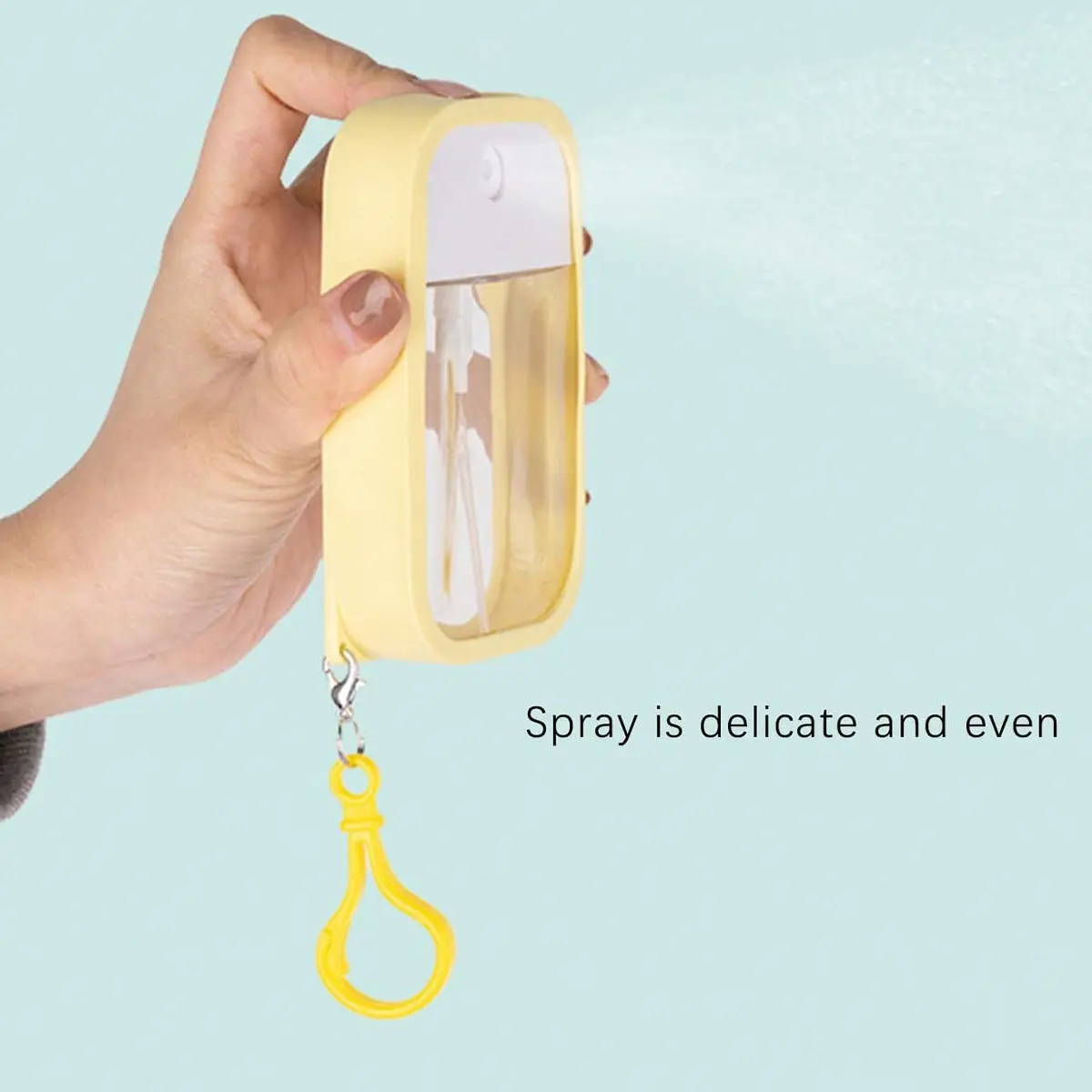 Portable Refillable 45ML Travel Spray Bottle with Hook, Multifunctional, Ideal for Perfume, Hand Sanitizer, Cosmetics, Makeup, Includes Protective Case, Perfect for Bags & Keys, Makeup Tools