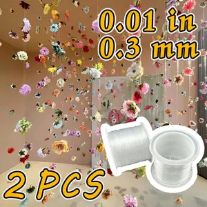 2 PCS Heavy Duty 0.3mm Transparent Non-Stretch Nylon Line Invisible Clear String Suitable for Festival Ornament Hanging, Fish Tank Plant Fixing, Balloon Wrapping, Jewelry Making and Craft Projects