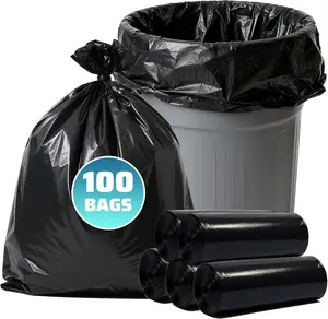 100 Count 30-35 Gallon Trash Bags, 21 Micron HDPE Durable & Tear-Resistant Trash Can Liners, Suitable for 30-35 Gallon Trash Cans, Ideal for Packing Leaves, Kitchen & Household Waste