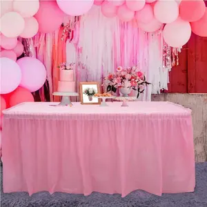 2-piece set of PEVA disposable tablecloths, everyday white ruffled decorative disposable tablecloths, suitable for parties