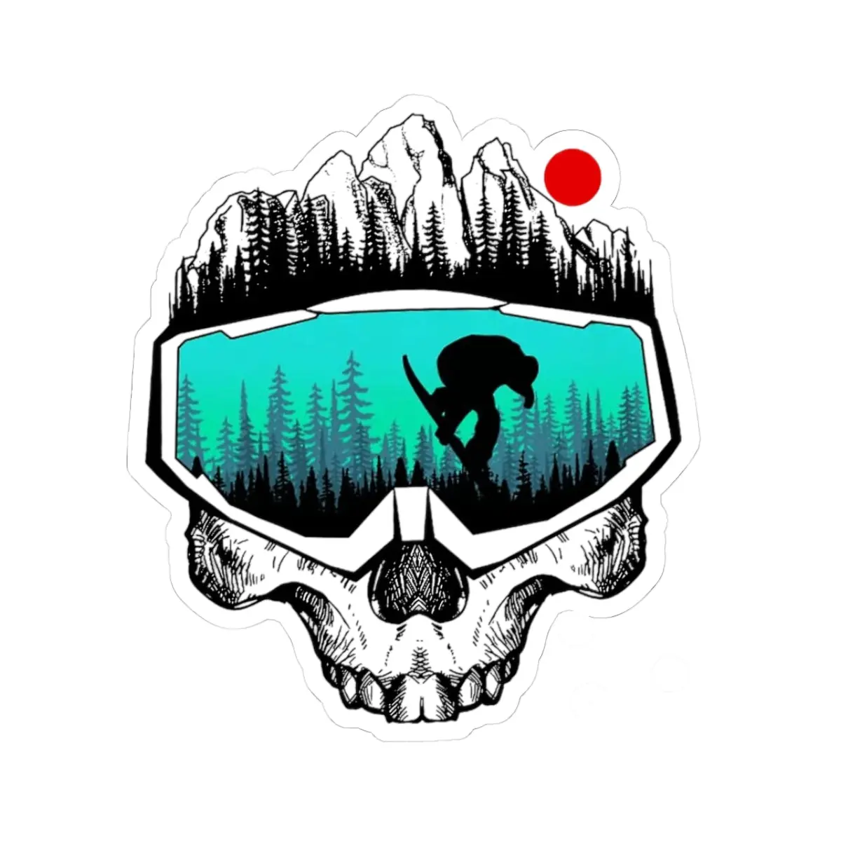 Snowboard Skull Kiss-Cut Adhesive Sticker Set | Outdoor Winter Sports Gear, Laptop Decals, Nature Vibes Stickers, Adhesive Stickers Stickers, Sticker Set Stickers
