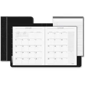 At A Glance  Executive Monthly Padfolio Planner, Simulated Leather - Black
