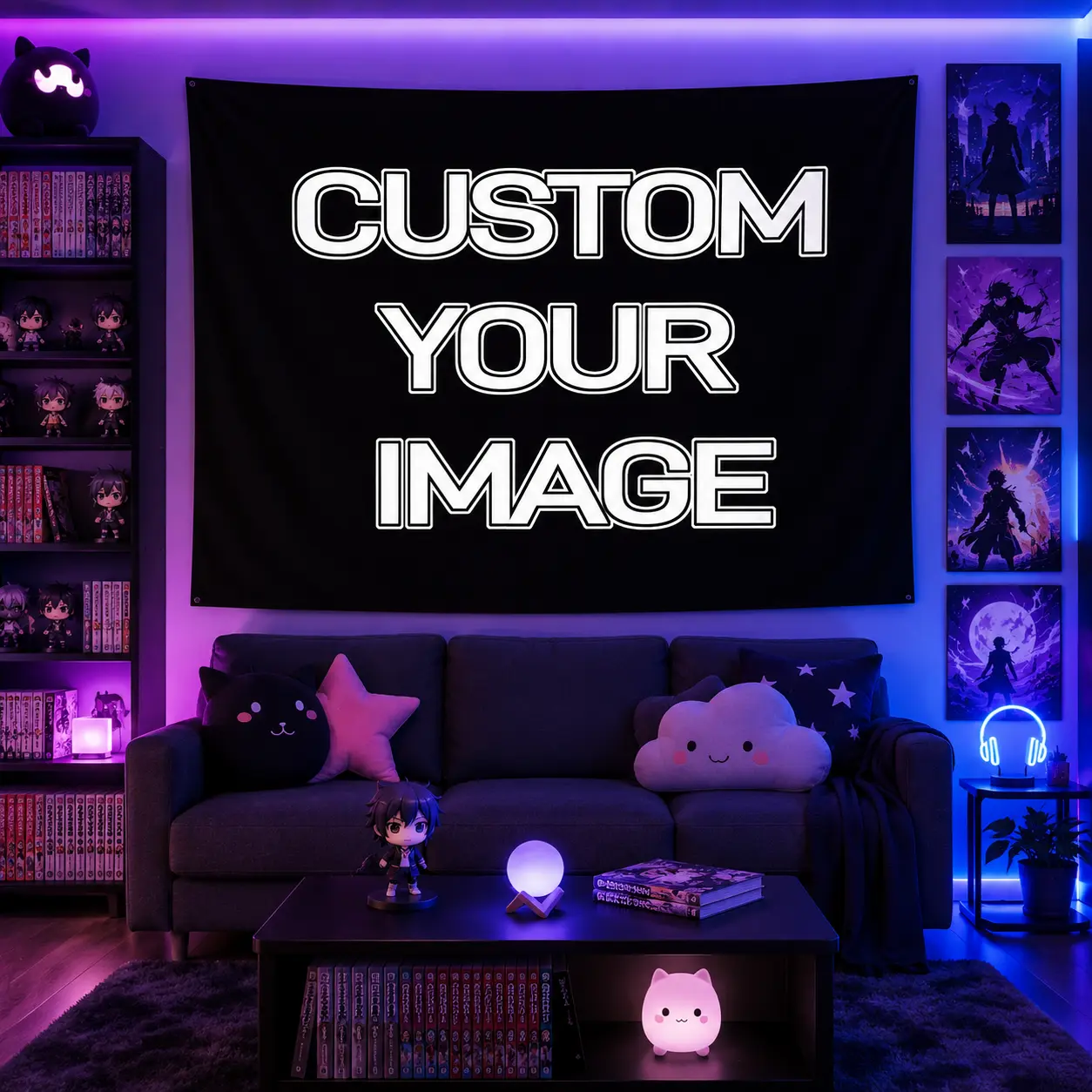 Custom Gamer Room Backdrop Personalized Neon Party Banner for Birthday Photo Booth Wall Decor