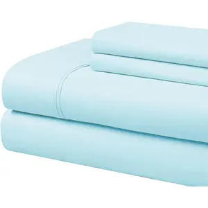 Ultra Wrinkle Resistant Double Brushed Microfiber Sheet, Aqua, Full