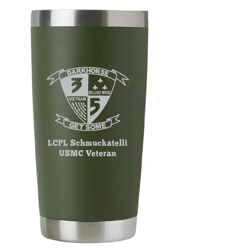 20oz USMC Marine Corps Tumbler – Custom Engraved Stainless Steel Travel Mug (USMC05)