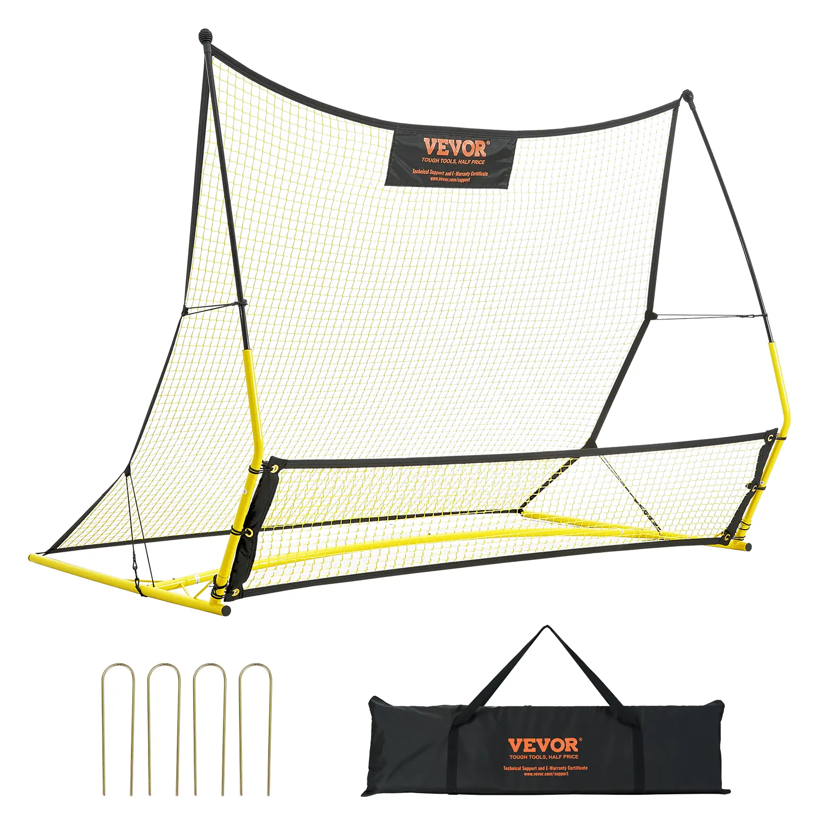VEVOR Soccer Trainer, TikTokShopBlackFriday, 2-IN-1 Portable Soccer Rebounder Net, 71"x40" Iron Soccer Practice Equipment, Sports Football Rebounder Wall with Portable Bag, Perfect for Team Solo Training, Passing, Volley