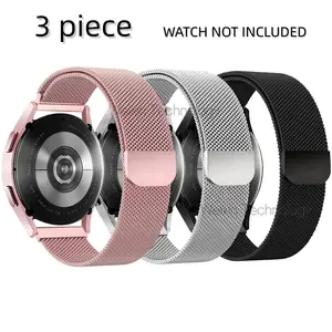 Metal stainless steel durable strap compatible with Galaxy Watch 7 strap, Galaxy Watch 6 strap FE 5 Pro 4 Active 2, 20mm stainless steel Milan strap suitable for Samsung watch strap 6 Classic/5 Pro/4 Classic men's and women's 2 sets Milanese Mesh Band