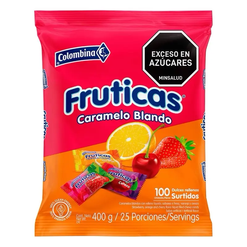 Colombina Fruticas Fruit Flavored Candies 100 Units - 400g