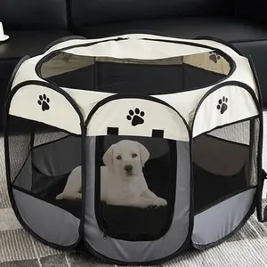 Dog Cat Playpen, Puppy Pet Playpen Indoor for Small Dogs Tent Crates Cage Outdoor, Portable Pop Up Dog Kennel Playpen Cat Tent for Dogs/Cats/Rabbits, Removable Zipper Top