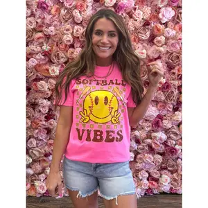 Softball Vibes Neon Pink Tshirt