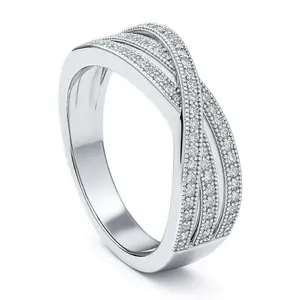 BERRICLE Sterling Silver Woven Statement Cocktail Ring for Women, Cubic Zirconia CZ