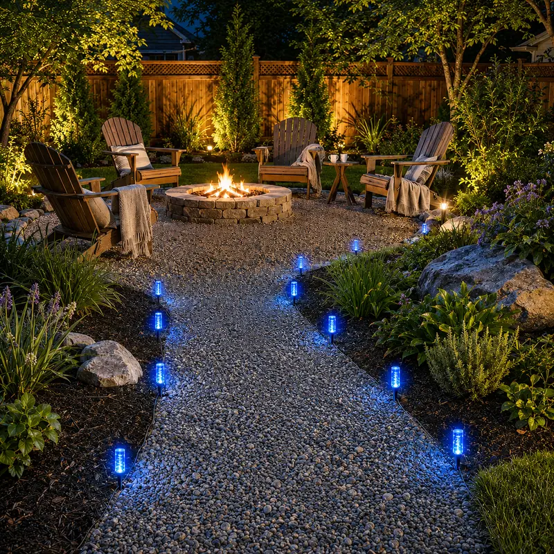 20-LED Solar Garden Stake Lights with Bubble Shape & Plastic Body, 20-Pieces Blue Festive Decor, Solar Outdoor Lights, IPX4 Waterproof, 8 Lighting Modes, Eco-Friendly for Pathway Glow & Lawns