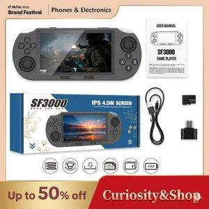 SF3000 Retro Handheld Game Console 4.5inch IPS Screen 854*480 Portable Video Game Console 20000+ Classic Retro Arcade Games Linux System 64G Support Emergency Charging&E-Book Readers (Black)
