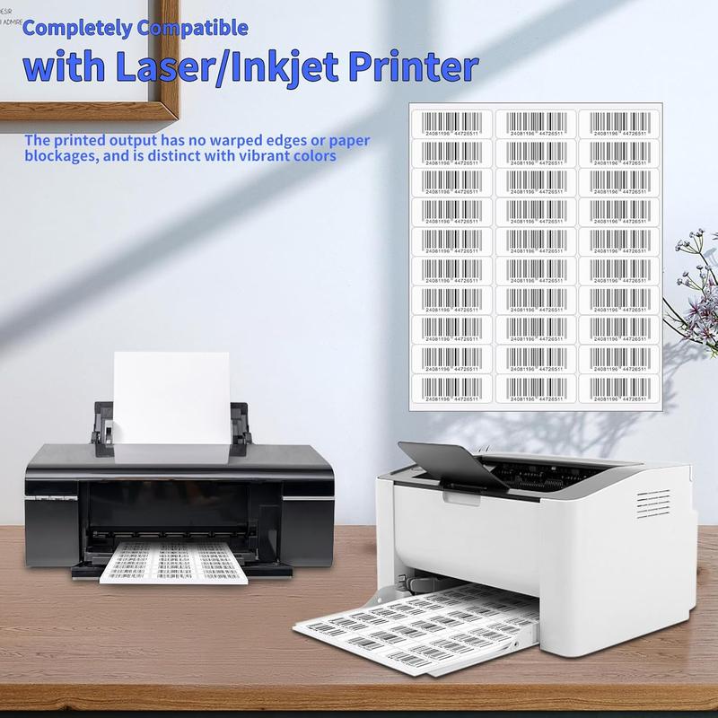 SJPACK 8.5" x 11" Sheet All-Purpose Self-Adhesive Labels, 1" X 2-5/8" a Label White, Pack of 25 Sheets Compatible with Laser/Inkjet Printer Customization Permanent