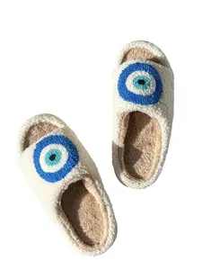 Evil Eye Fuzzy Comfortable Open-Toe Slippers Soft Cozy Indoor Slippers warm slipper