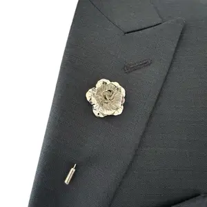 Rose Flower Lapel Pin for Men Wedding Groomsmen Brooch Suit Pin Men Fashion Accessories Elegant Gold Tone Lapel Pin Gold Tone Finish Versatile Use for Weddings & Formal Events